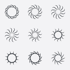 Circle geometric ornaments. Spirographs set.