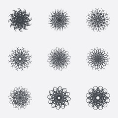 Obraz premium Circle geometric ornaments. Spirographs set.