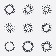 Circle geometric ornaments. Spirographs set.