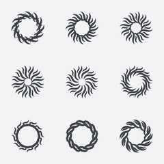 Circle geometric ornaments. Spirographs set.