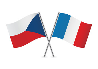 Czech and French flags. Vector illustration.