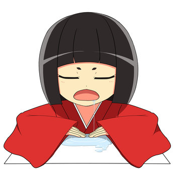 和風着物の女の子/ 寝る