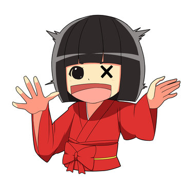 和風着物の女の子/ 驚き