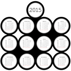 2015 black circles calendar for office