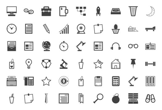Black icons vector collection for freelance and business