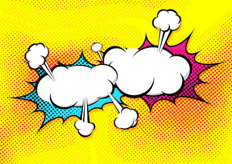 Speech explosion bubble collision pop-art style