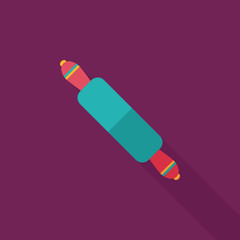 kitchenware rolling pin flat icon with long shadow,eps10