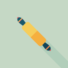 kitchenware rolling pin flat icon with long shadow,eps10