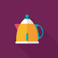 kitchenware tea pot flat icon with long shadow,eps10