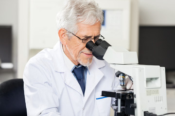 Scientist Looking Into Microscope In Laboratory