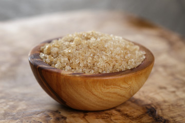 brown suger in wood bowl