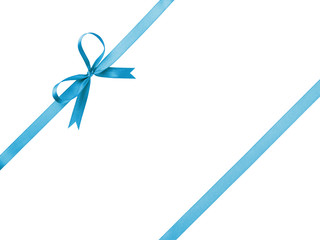 blue thin ribbon with bow composition - obrazy, fototapety, plakaty