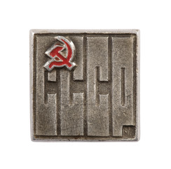 USSR badge. Studio shot. White background