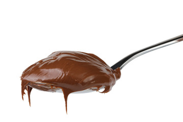 chocolate or hazelnut cream in spoon