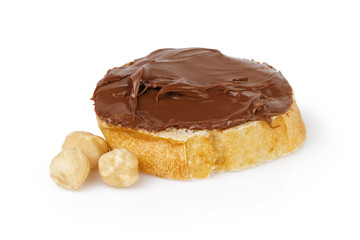 slice of baguette with chocolate cream