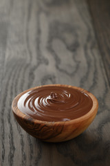 chocolate hazelnut creamin wood bowl