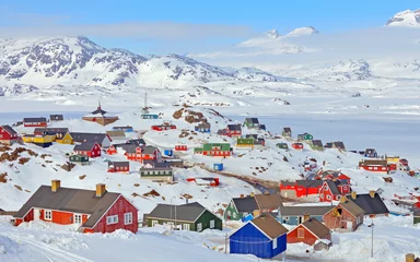 Fototapete Antarktis Bunte Häuser in Grönland