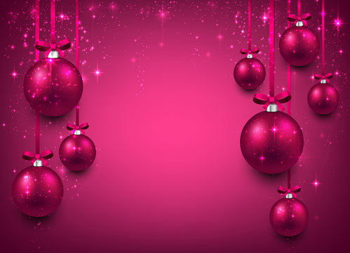 Background with magenta christmas balls.