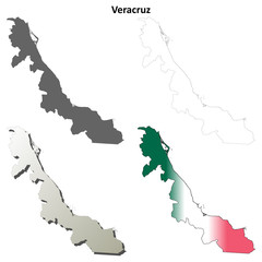 Veracruz blank outline map set
