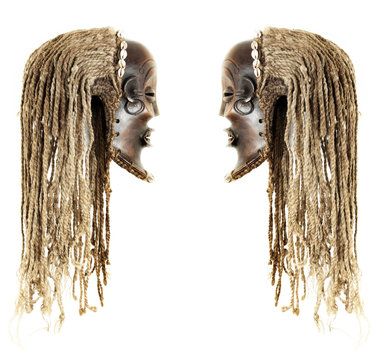 African tribal mask isolated on white background