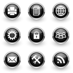 black chrome vector icons set