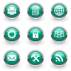 green chrome vector icons set