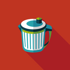 kitchenware garbage can flat icon with long shadow,eps10