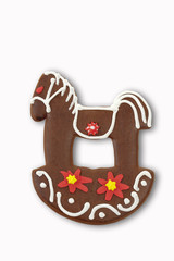 Lebkuchen Schaukelpferd auf weißem Hintergrund