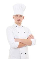 young man chef isolated on white