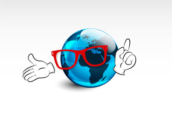 mascotte mondo, mani , occhiali © xyz+