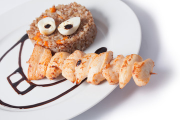Kebab for a child with funny face