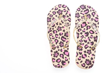 Flip flop fashion plastic shoes isolated on white background