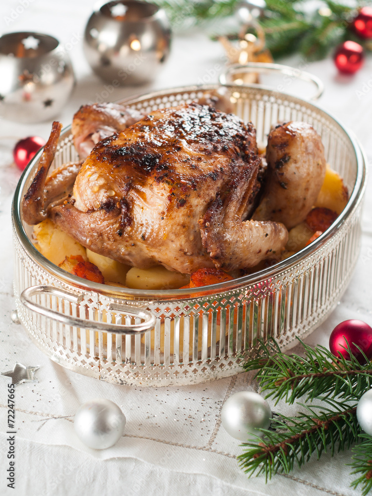 Poster roasted chicken and vegetables