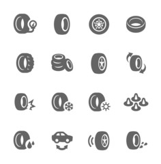 Tire Icons - obrazy, fototapety, plakaty