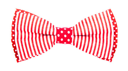 Obraz premium red bow tie with stripes and polka dots
