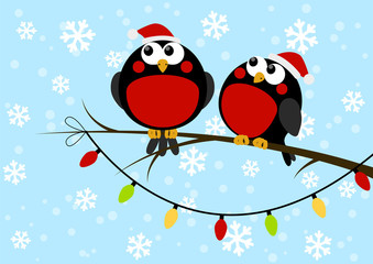 Cute little birds with light bulbs