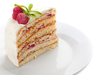 Piece of cake on a plate.