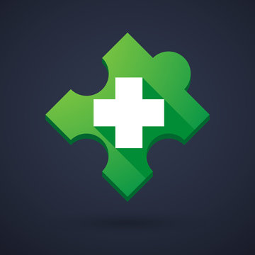 Puzzle piece icon with a pharmacy sign