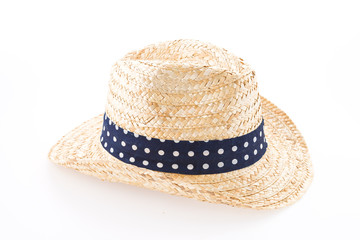 Summer beach straw hat isolated on white background