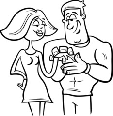 couple in love cartoon illustration
