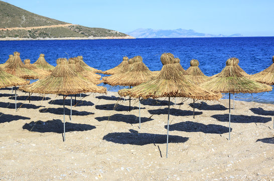 wickerwork sun umbrellas