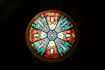 Ancient stained in churn ceiling square view