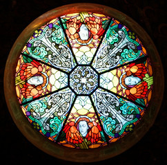 Ancient stained in churn ceiling square view