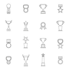 Trophy Icons Set Outline