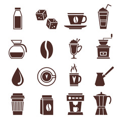 Coffee icons monochrome