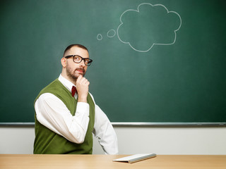 Male nerd thinking
