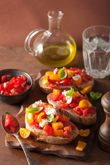 Italian bruschetta with tomatoes garlic olive oil