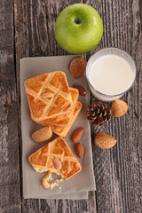 almond cake with milk and apple