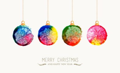 Obraz premium Christmas bauble watercolor greeting card