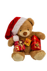 Teddybär mit Weihnachtsgeschenken